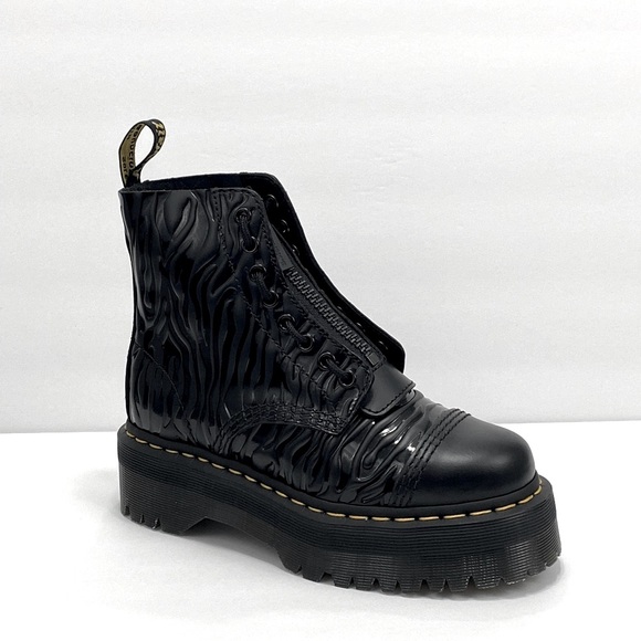 NEW DR MARTENS SINCLAIR ZEBRA SMOOTH LEATHER PLATFORM BOOTS - Picture 8 of 12